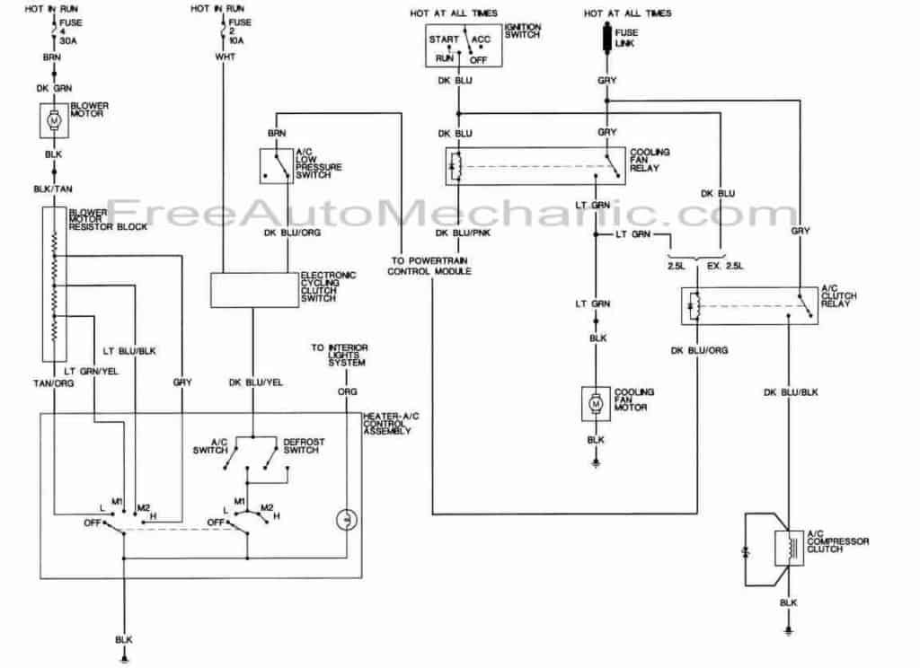 Air conditioning wiring diagram for 1989 Dodge Dakota